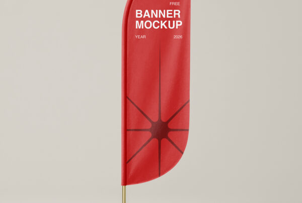 Free Vertical Flag Mockup