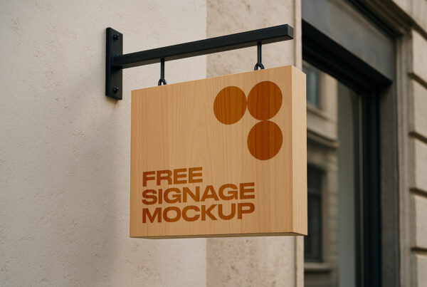 Free Wooden Thick Sign Mockup