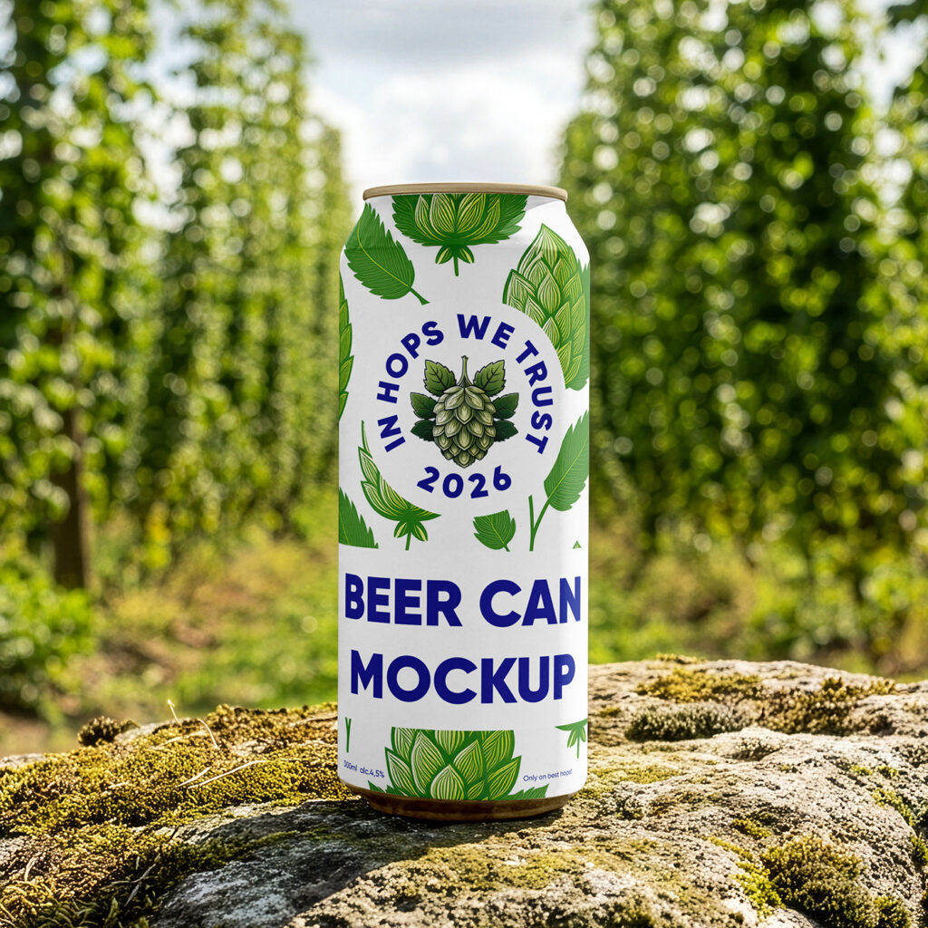 Free Aluminum Can on Rock Mockup