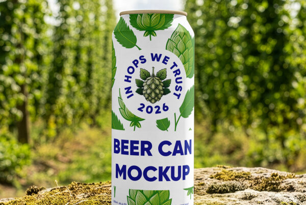 Free Aluminum Can on Rock Mockup