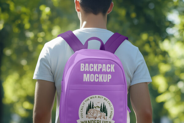 Free Backpack in Park Mockup