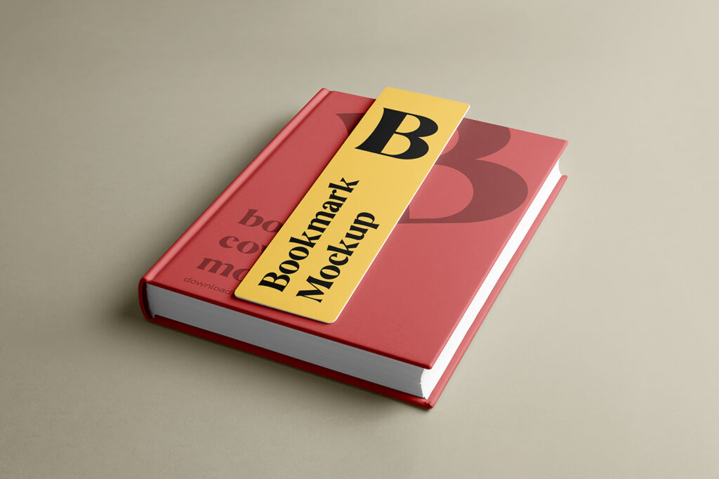 Free Book with Bookmark Mockup