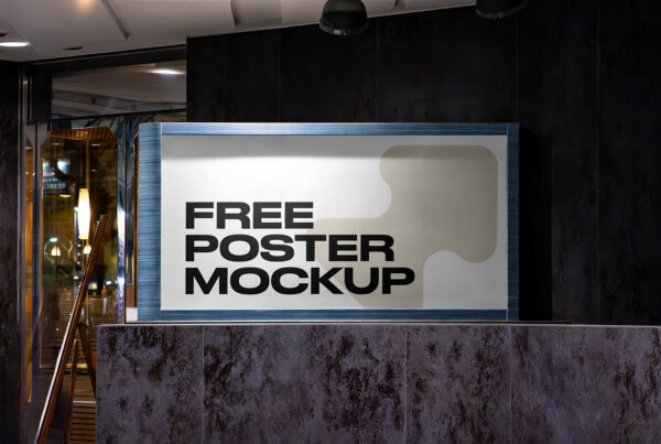 Free Horizontal Poster at Night Mockup