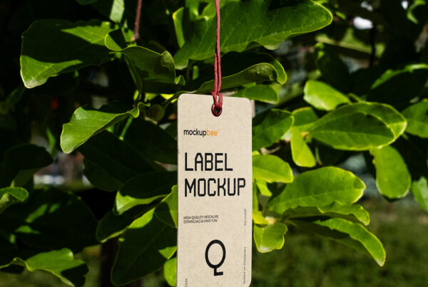 Free Label Hanging on Plant Mockup