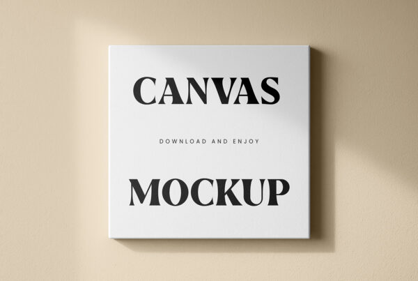 Free Square Canvas on Wall Mockup