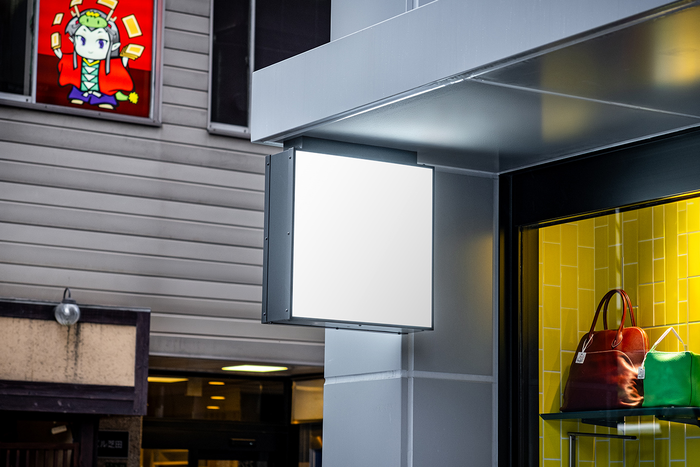 Free Square Signage Mockup - mockupbee