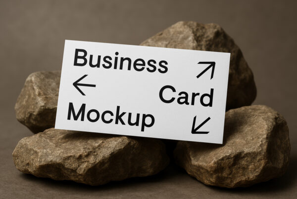 Free Business Card on Rock Mockup