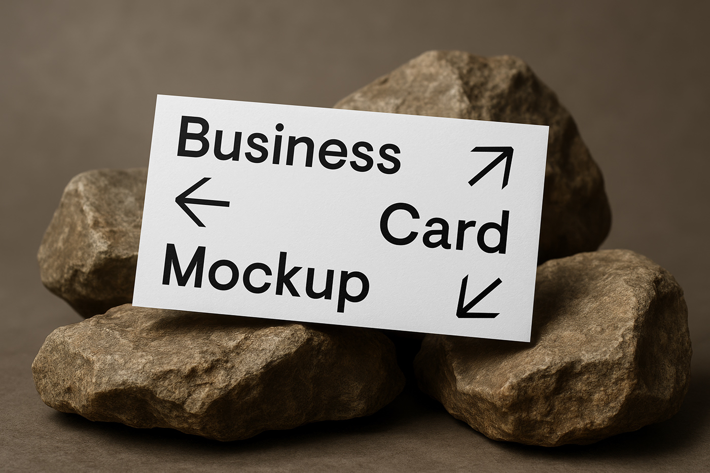 Free Business Card on Rock Mockup - mockupbee