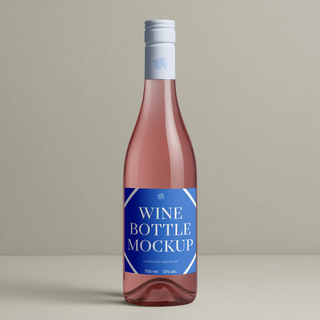 Free Front View Wine Bottle Mockup