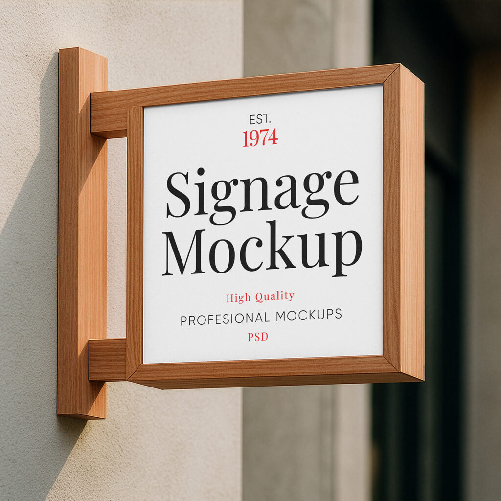 Free Sign in Wooden Frame Mockup