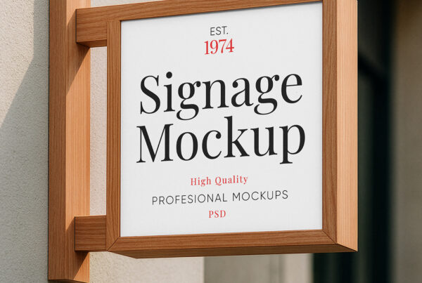 Free Sign in Wooden Frame Mockup