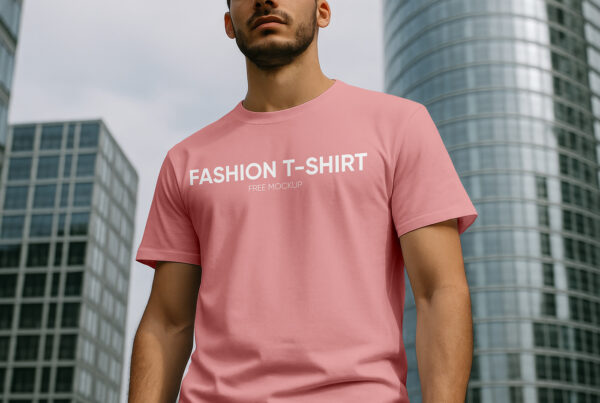 Free T-shirt in City Environment Mockup