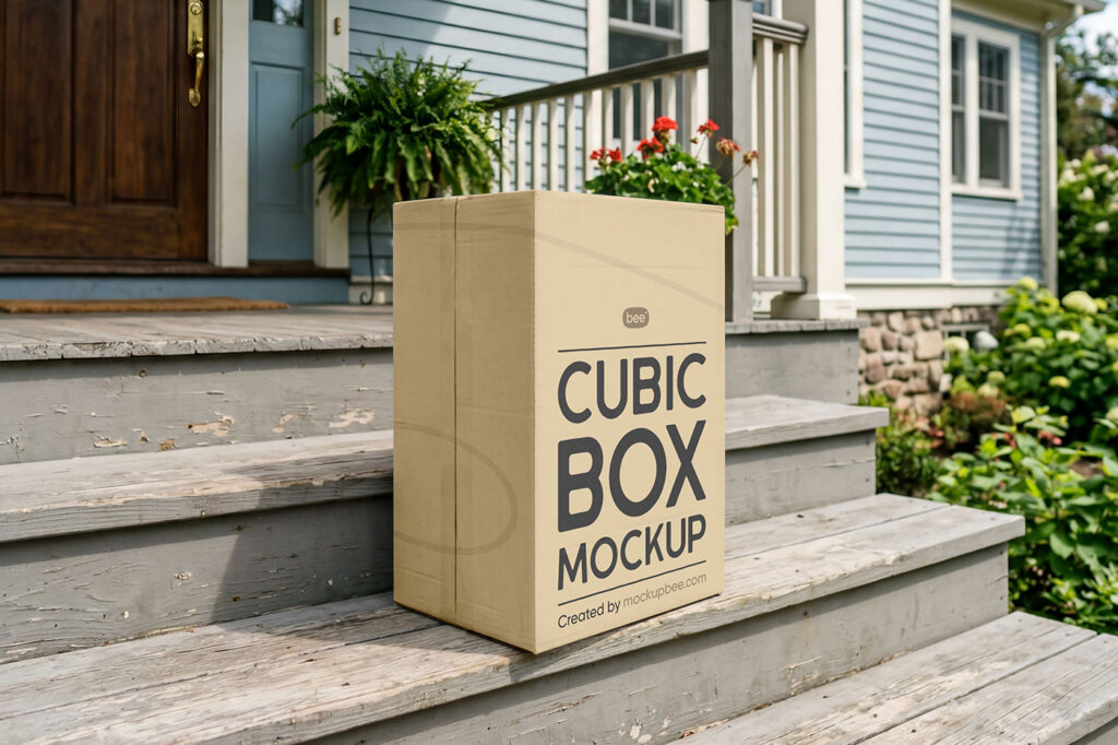 Free Shipping Box Mockup