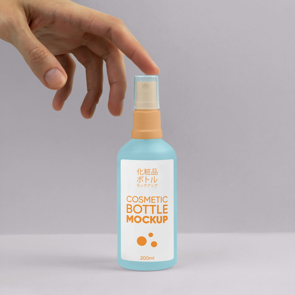Free Spray Bottle with Hand Mockup