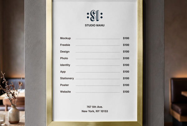 Free Big Menu on Wall Mockup