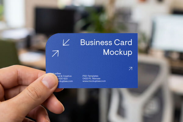 Free Business Card with Round Corner Mockup