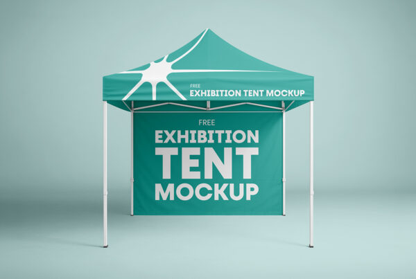 Free Exhibition Tent Front View Mockup