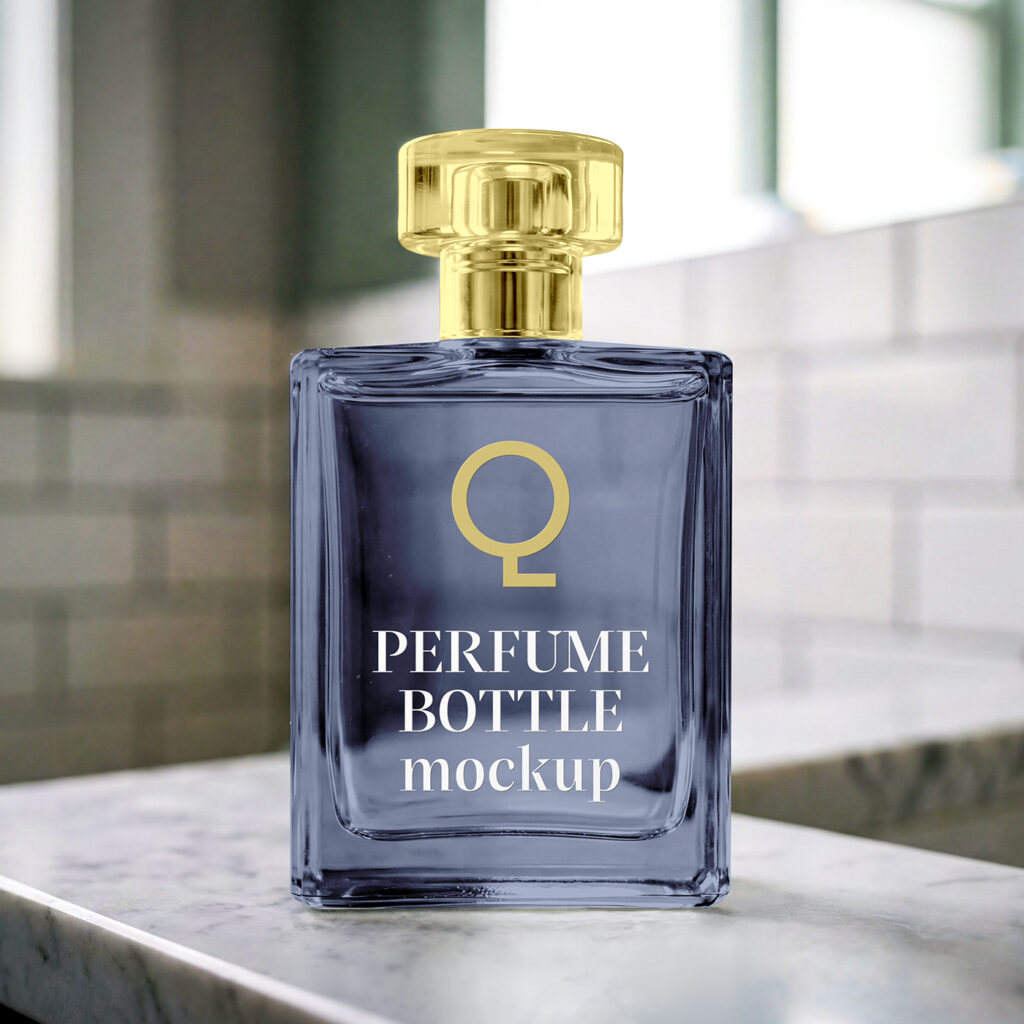 Free Perfume in Bathroom Mockup