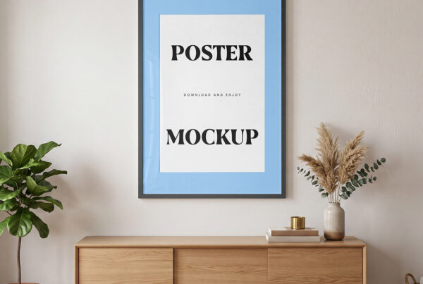 Free Poster in Living Room Mockup