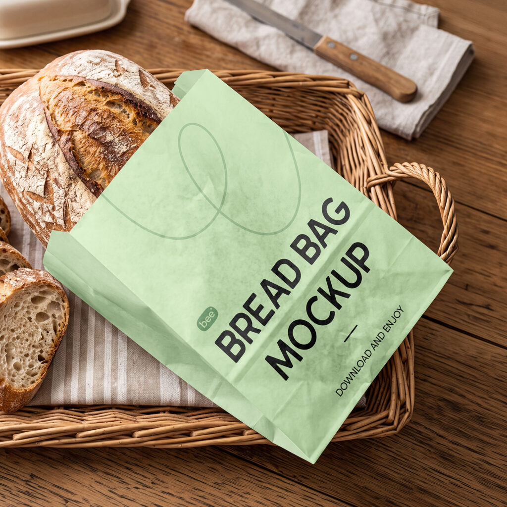 Free Bread Paper Bag Mockup