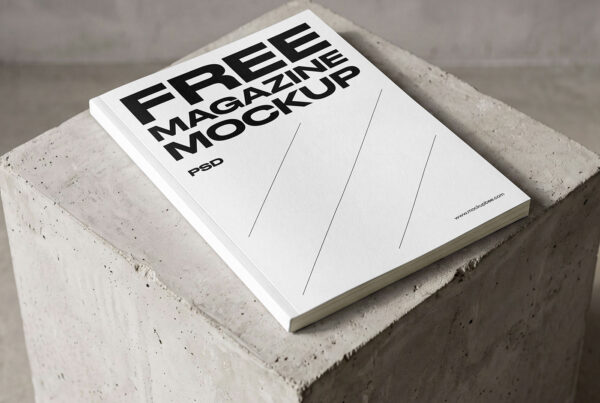Free Magazine Cover on Stone Mockup