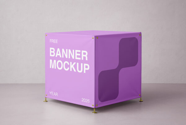 Free Standing Cubic Banner Mockup