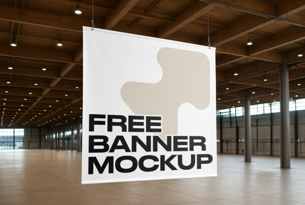 Free Banner in Hall Mockup