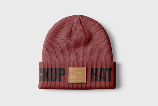 Free Beanie with Label Mockup