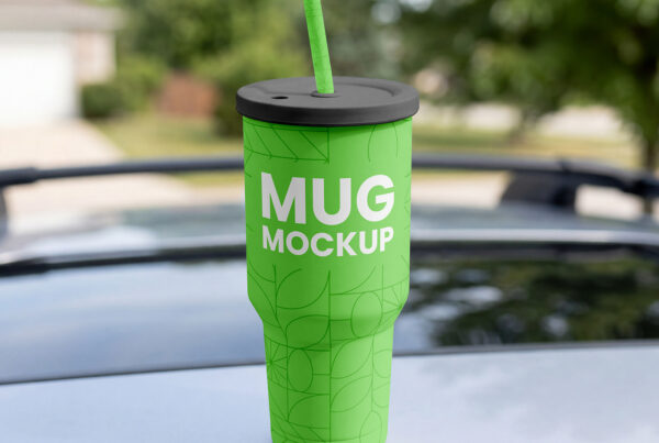 Free Big Mug on Car Mockup