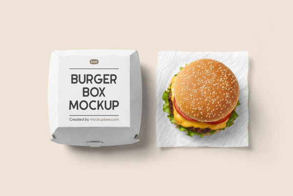 Free Burger Box with Napkin Mockup