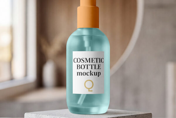 Free Dispenser Bottle on Stand Mockup