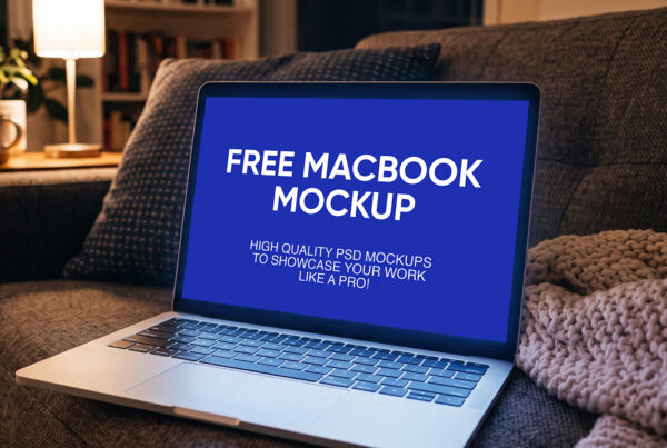 Free MacBook at Night Mockup