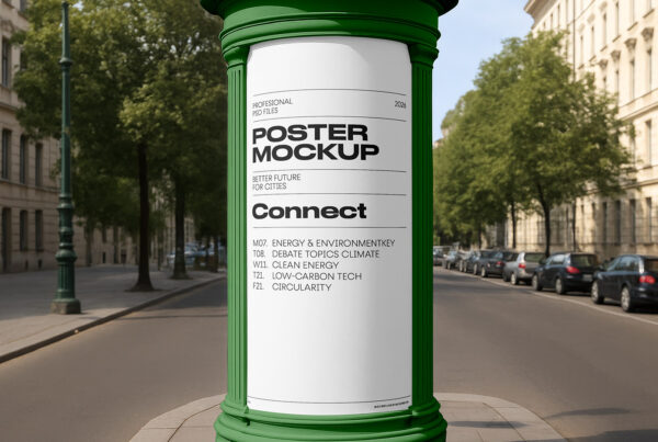 Free Monument Poster on Street Mockup