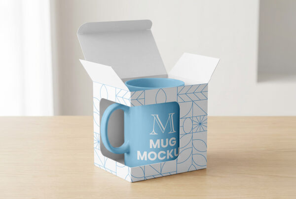 Free Mug in Box Mockup