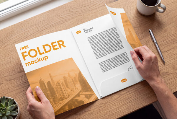 Free Open Folder in Hands Mockup