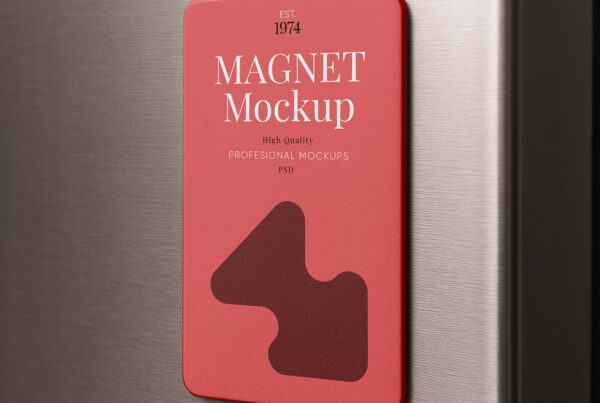 Free Vertical Fridge Magnet Mockup