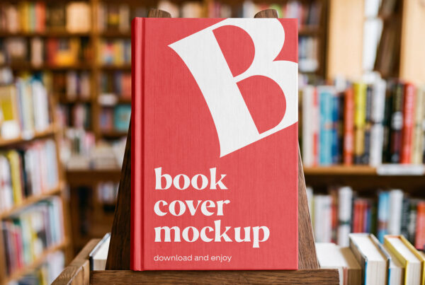 Free Book Cover on Stand Mockup