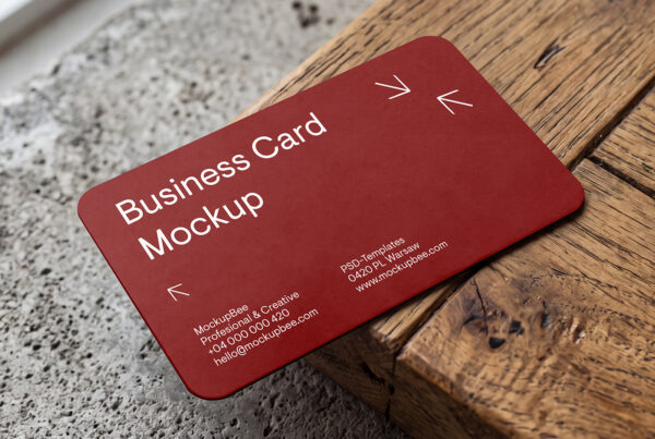 Free Business Card with Round Corners Mockup