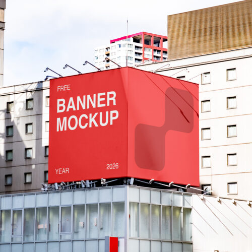 Free Double Square Billboard Mockup - mockupbee