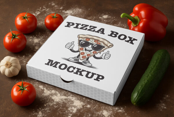 Free Pizza Box in Perspective Mockup