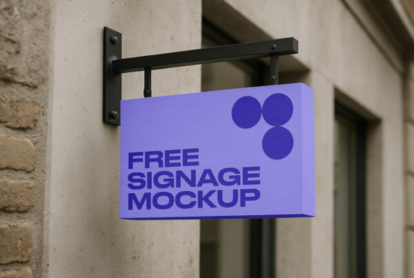 Free Sign By The Wall Mockup