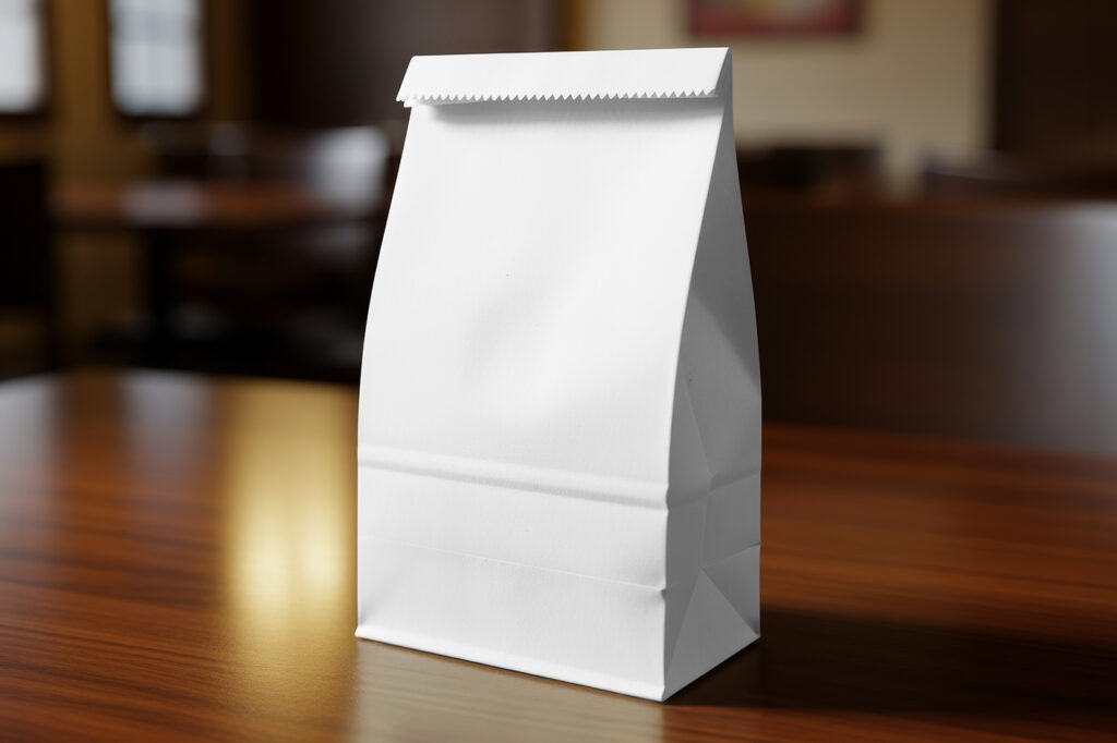 Free Standing Food Paper Bag Mockup - mockupbee