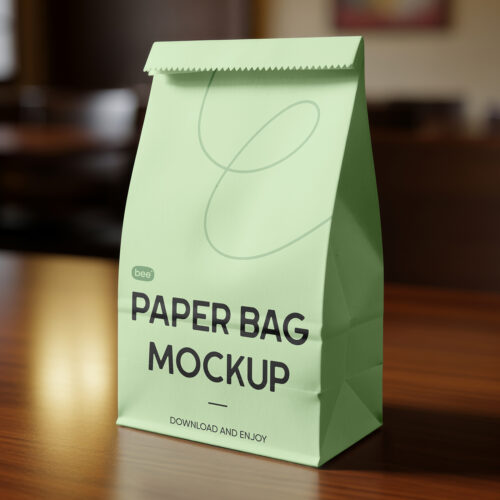 Free Standing Food Paper Bag Mockup - mockupbee