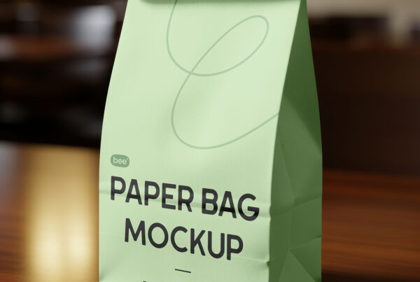 Free Standing Food Paper Bag Mockup